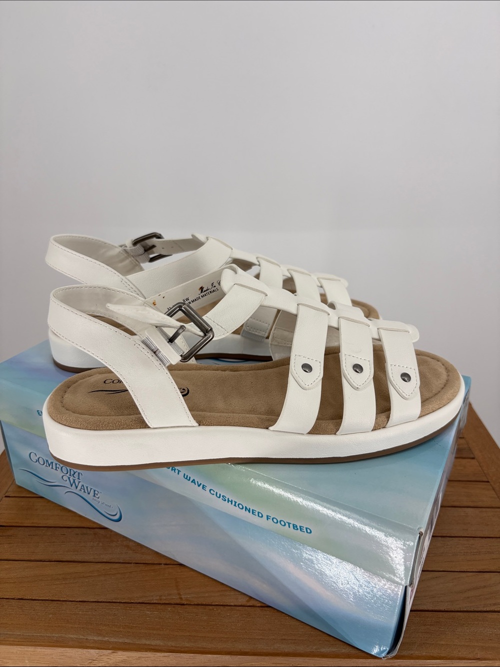 New Easy Street  Women’s  White CHIRP Strappy Sandals SIZE 8W - Picture 2 of 5